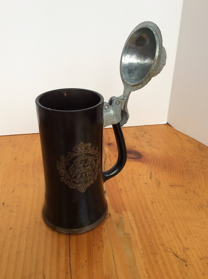 Black Vintage VIP Beer Stein With Metal Lid Etsy