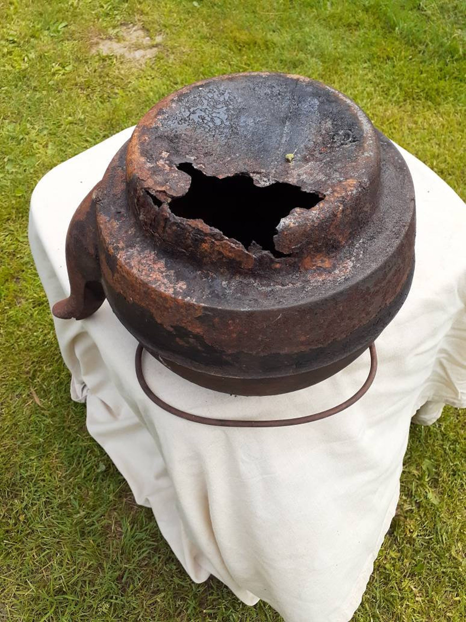 Antique Rusty Cast Iron Tea Kettle Salvaged Repurposed Etsy