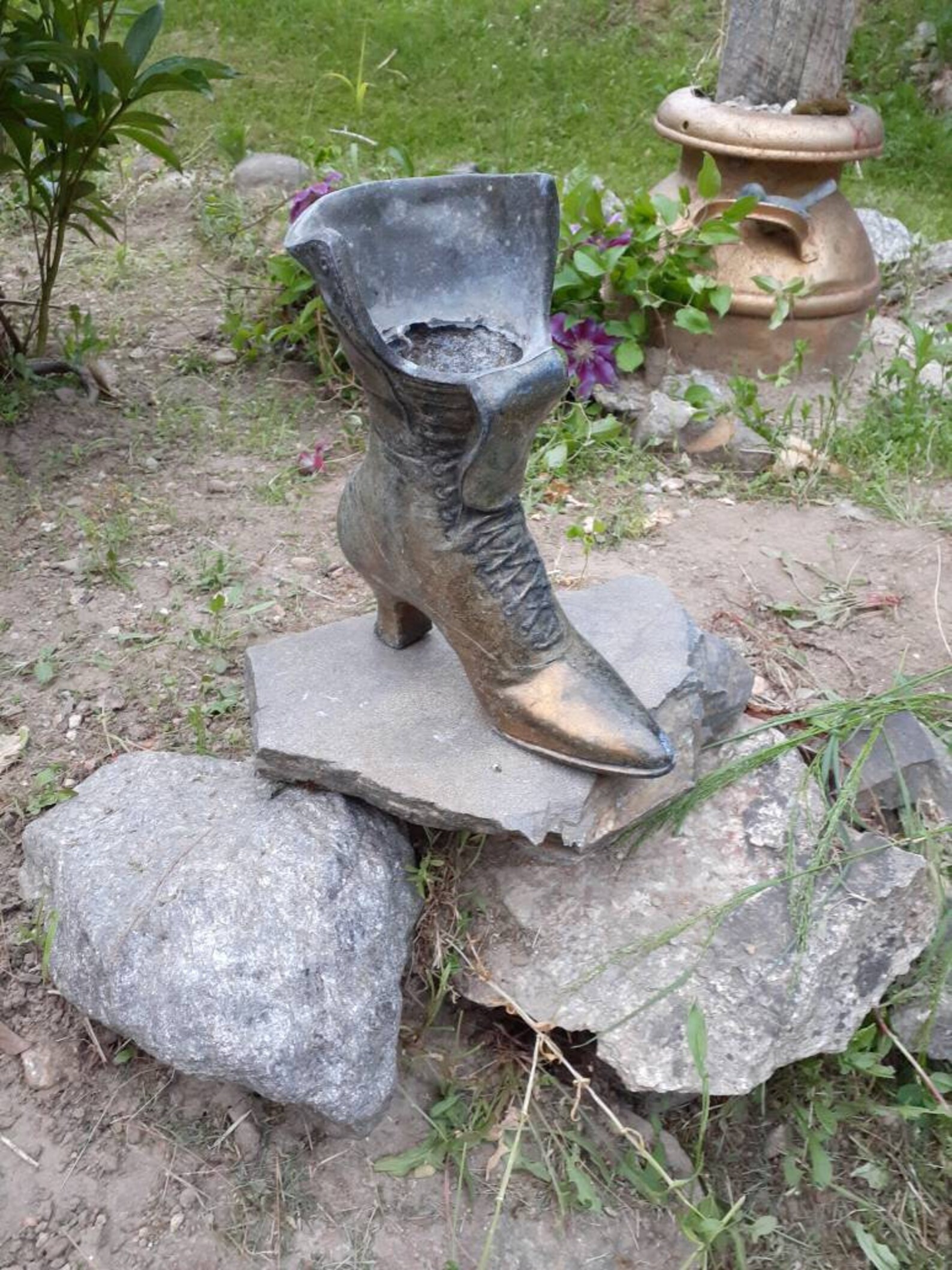 Vintage Elegant Ladies Brass High Heel Shoe Statue With Patina Etsy