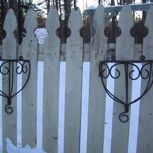 Vintage Pair of Black Wrought Iron Wall Shelves