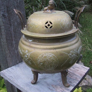Vintage Asian Themed Brass Pot