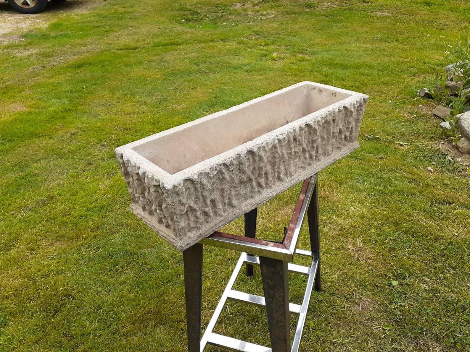 Vintage Concrete Planter Great Garden Decor Etsy