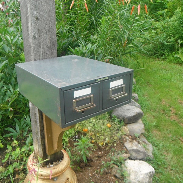 Vintage Two Drawer Metal Storage cabinet