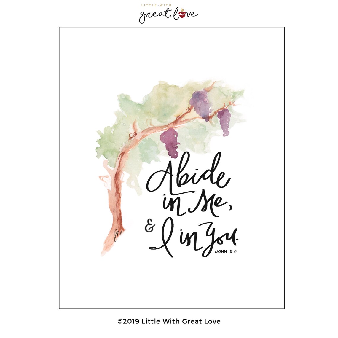Abide in Me Print 8x10 // religious art scripture art for | Etsy