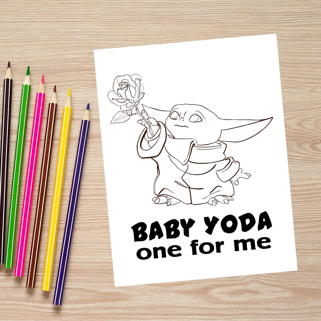 Baby Yoda One for Me Coloring Page//baby Yoda Download//baby - Etsy