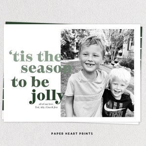 bold holiday photo card, modern type, tis the season Christmas photo card - 7