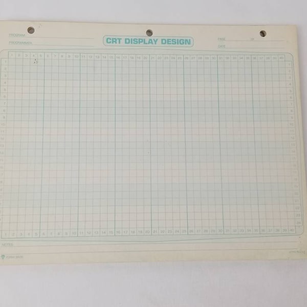 80s Graphic Design Paper CRT Computer Monitor Display Graphing Plotting Pixel Mapping Litho Print USA 2D Atari Dead Tech Retro 1980 Digital