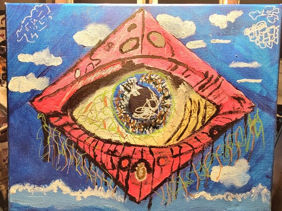 Abstract Eye Painting: Surreal Pink Diamond Sky Art
