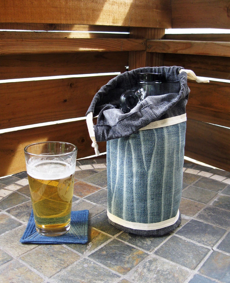 Denim Beer Growler Tote Etsy