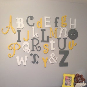 Wall Letters Wooden Alphabet Set Mixed Size And Fonts Etsy