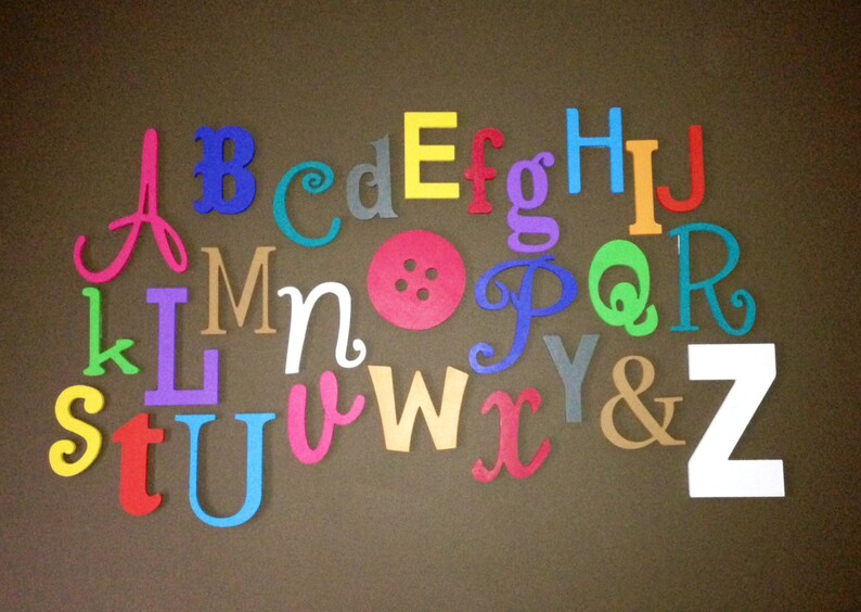 Painted wooden alphabet set mixed wood wall letters abc etsy