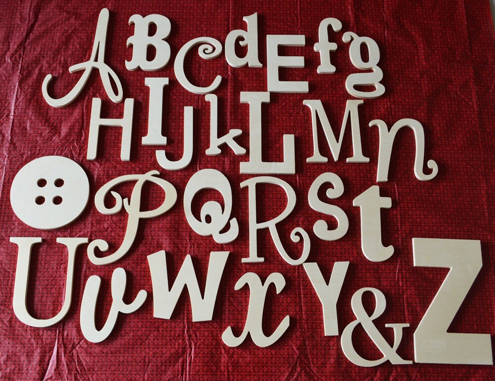 Unpainted Wooden Alphabet Set with mixed fonts and sizes, Unfinished …
