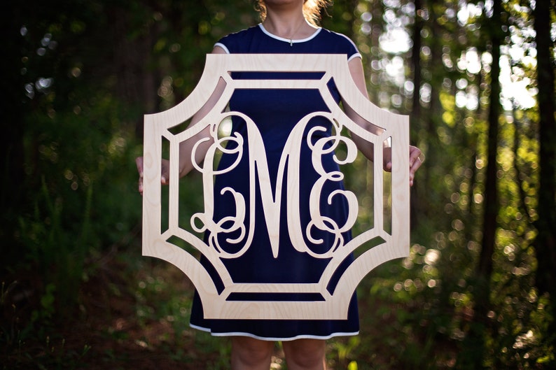 Personalized Wooden Wall Hanging Monogram Vine Script Etsy