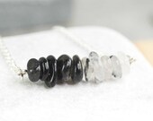 Raw Rutilated Quartz Stone Bar Necklace with Irregular rough beads necklace Dainty Delicate Minimalist Crystal Gemstone necklace gemstones