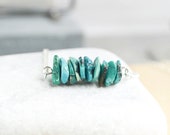 Raw Stone Bar Necklace with Irregular rough turquoise beads necklace, Dainty Delicate Minimalist Crystal Gemstone necklace of raw gemstones