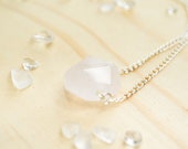 Necklace pink quartz necklace semi-rough ethnic silver natural stone, nice gift for her to offer