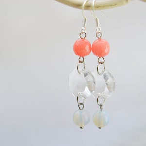 Crystal opal earrings earrings boho pink ruby earrings hanging earrings earrings summer image 4