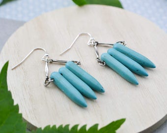 Earrings long blue turquoise - earrings stone - Earrings bohemian - ethnic - gift for her - birthday