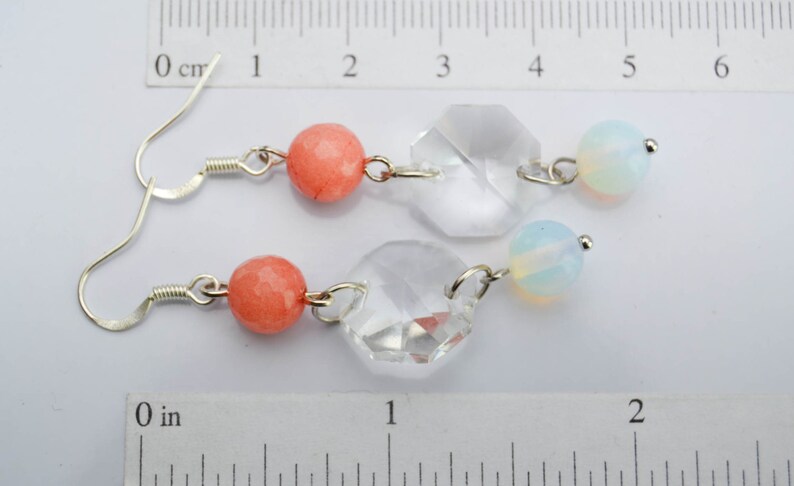 Crystal opal earrings earrings boho pink ruby earrings hanging earrings earrings summer image 5