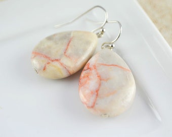 Natural stone drop earrings jasper, red jasper earrings for woman, perfect gift