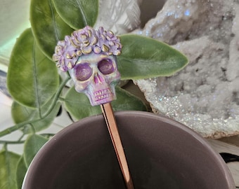Sugar Skull Spoon – Coffee Tea Spoon –Day of the Dead Kitchen Decor – Dia de los Muertos Gift – Halloween Spoon