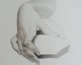 Dessin Charles Bargue - Study of a Classical Hand - Sketch of an Elegant Hand - Minimalist Classical Drawing - Understanding Shadow & Light