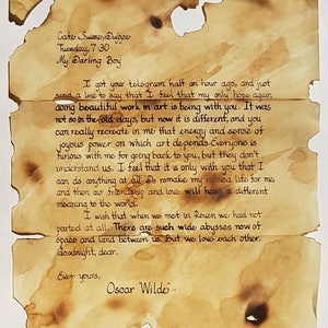 Decoração de casa emoldurada com carta de Oscar Wilde (sem moldura)