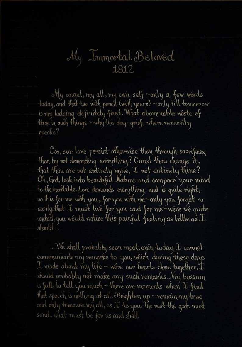 My Immortal Beloved Letter By Beethoven 1st Part Without Etsy