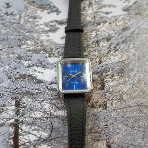 Zaria orologio da donna quadrato meccanico russo vintage BLUE WHALE SIMPATHY
