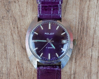 Poljot vintage Russian mechanical men's / unisex watch nosLILAC LEAVANDER LOVE