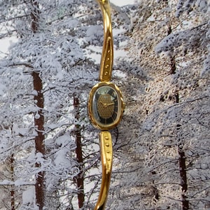 Luch Russian mechanical watch, ladies watch, women watch, luxury watch, wind up watch, black watch, oval watch, FLYING In a GOLD DREAM