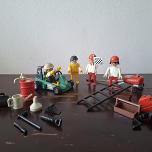 Rennfigur Zubehör Lot - Playmobil Geobra 3523 - Texaco Go Kart Crew - Von 1979 - Vintage Rennauto Team - Figur klicky - Nostalgie