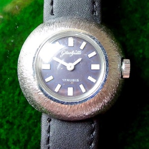 Glashutte vintage German mechanical women&#39;s watch SILENT SILVER DISC