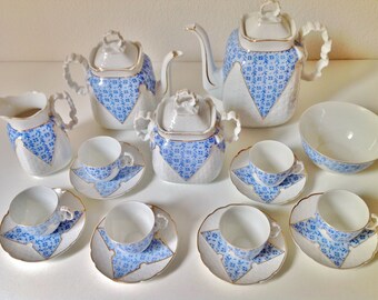アンティーク ベルギー BAUDOUR FUISSEAUX ファインアールデコ磁器コーヒー/ティーセット 1900