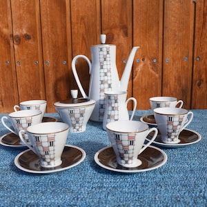 Freiberg German Fine porceleain coffee set, espresso set, hot chocolate set, capuccino set, tea set, German porcelain, coffee cups