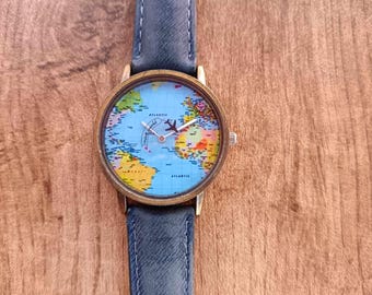 Around the World in eighty days unisex wristwatch