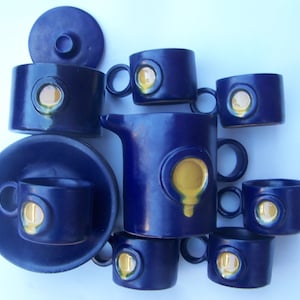Hungarian unique design, handmade BLUE BISTRO BANJO  coffee set