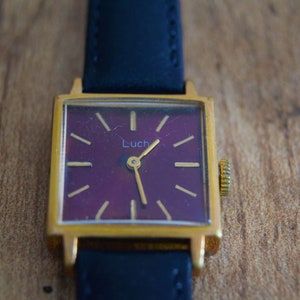 Luch vintage Russian mechanical wind up women&#39;s watch DARK RED MOON