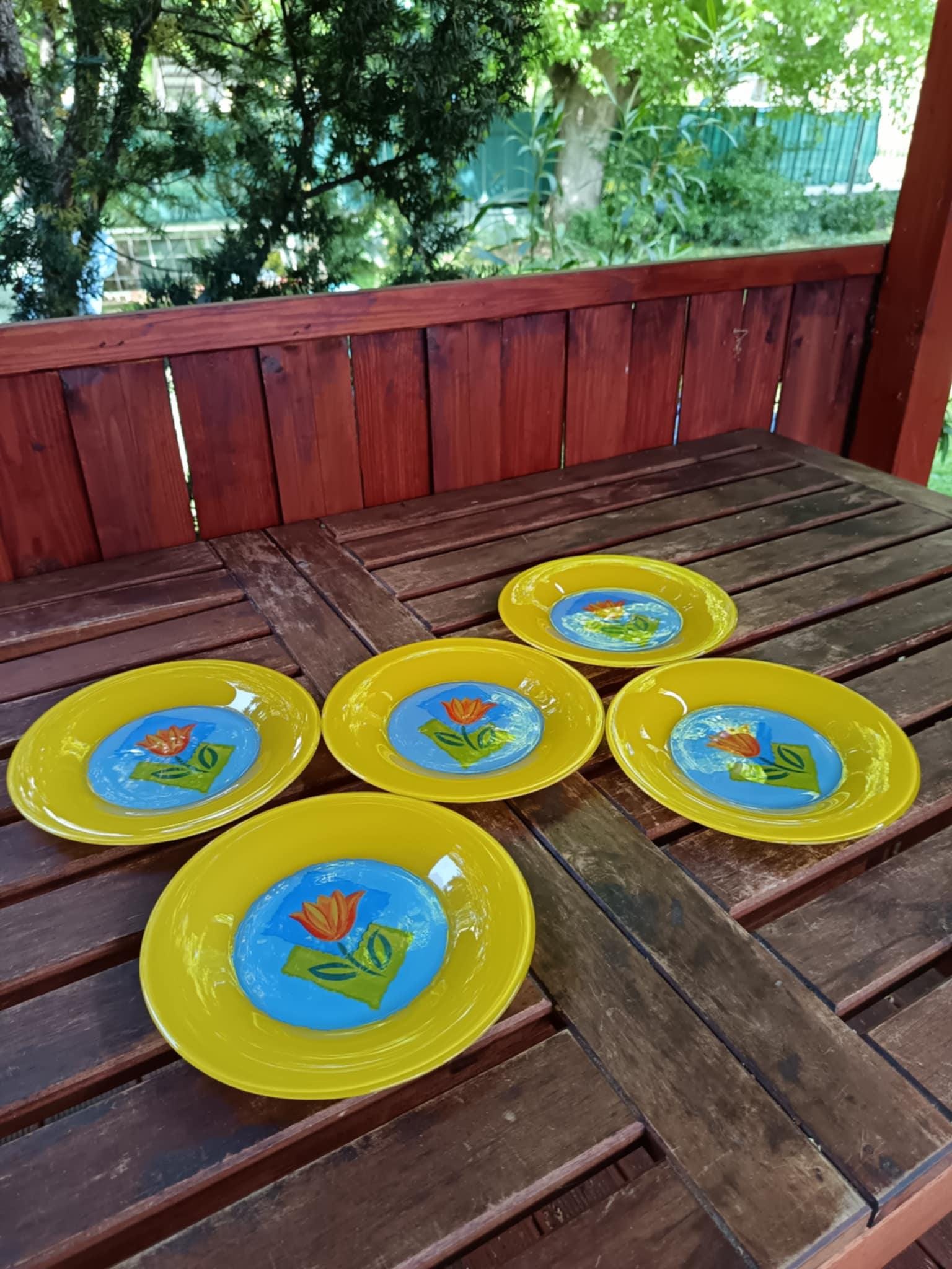 Luminarc Matys Yellow Tulip Cake Plates - Set of 5 - Etsy