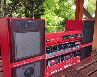 Radio chaîne hi-fi stéréo Fisher M 21, lecteur de cassettes, récepteur, haut-parleurs