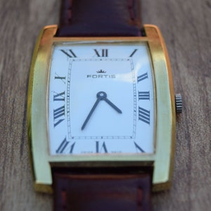 Fortis Vintage Schweizer 1950-60-s ikonische quadratische mechanische XXL flache Herrenarmbanduhr