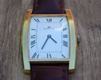 ヴィンテージ フォルティス 手巻き 21石 スイス製 ブラックダイヤル