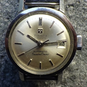 Tissot Seastar Seven Visodate vintage Swiss autoamtic women's watch  SILVER SYREN SONG