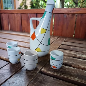 Zsolnay vintage Hungarian porcelain short drink set of 4