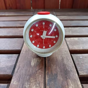 Vintage German DDR pop art space age orange Ruhla alarm clock
