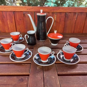 Freiberg German Fine porceleain coffee set, espresso set, hot chocolate set, capuccino set, tea set, German porcelain, coffee cups