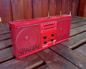 Philips D 1690 SPATIAL STEREO RED transistor radio 1980