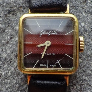 Glashutte vintage German square mechanical women&#39;s watch SMILED BLACK TEARS FOr YOu