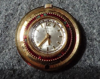 Vintage Swiss Fero Feldmann 17 Jewels Gold Floral Watch Necklace Vintage Swiss Fero Feldmann 17 Jewels Gold Floral Watch  main image 4