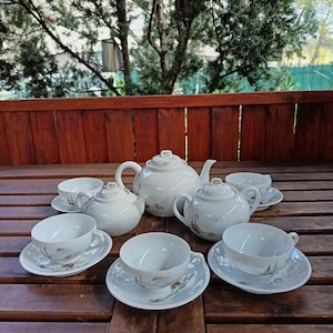Kutani Tashiro vintage Japanese eggshell 5 person coffee set